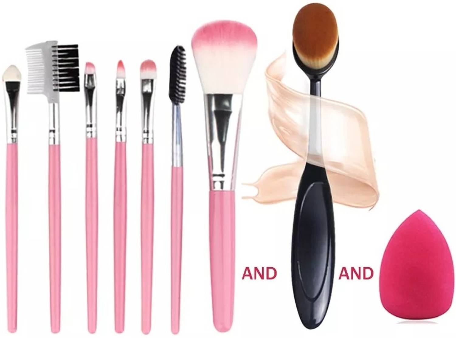 Bestop 7pcs Professional Makeup Brushes Set With Sponge Oval Brush WITH 1 PUFF