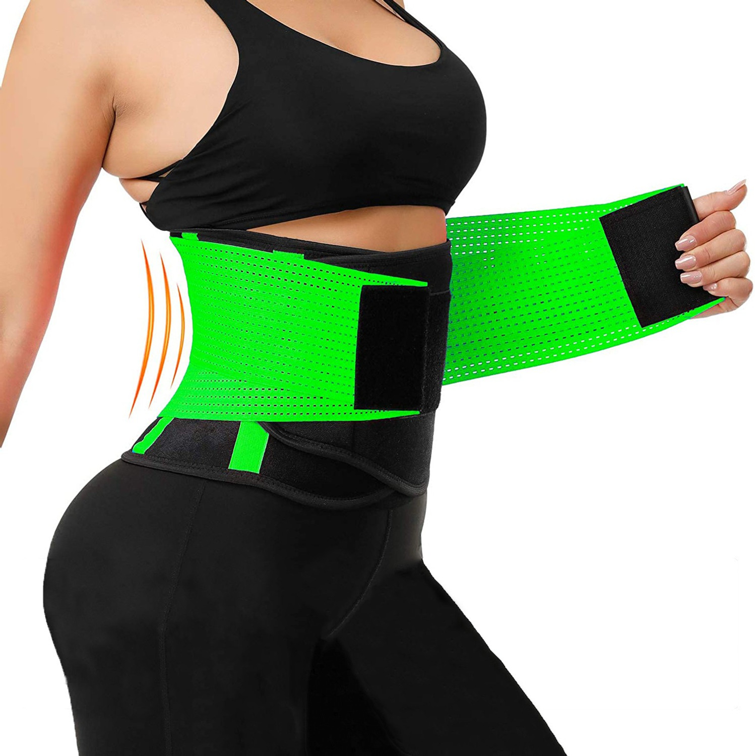 Image of LEOPAX Green Waist Stomach Belt Shaper Fitness Belt Yoga Wrap Hot Belt Unisex Weight Loss Back Pain Gym Running Travel Tummy Workout Belt X-Large Waist Size :- (26-33 Inch) Slimming Belt