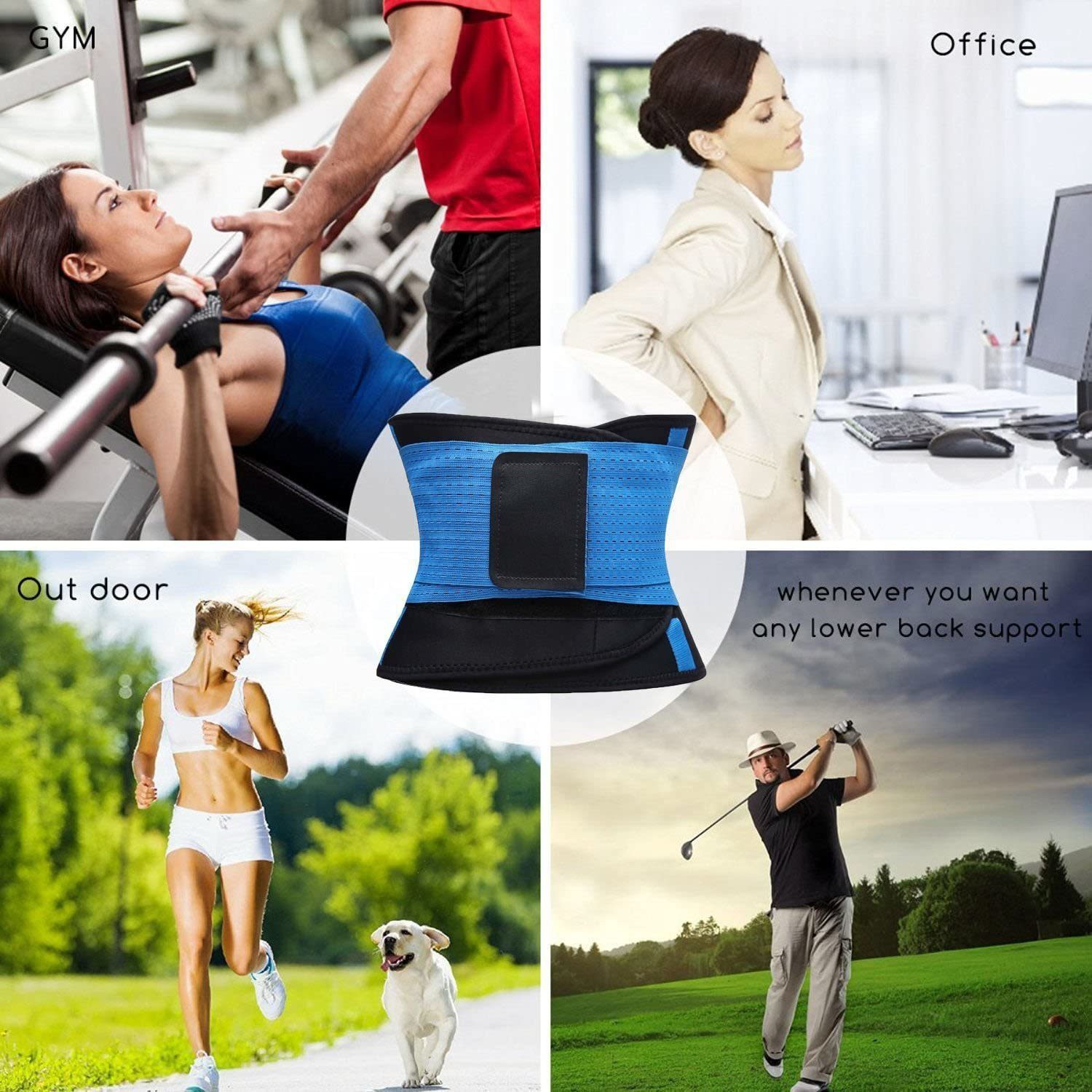 Image of LEOPAX Blue Waist Stomach Belt Shaper Fitness Belt Yoga Wrap Hot Belt Unisex Weight Loss Back Pain Gym Running Travel Tummy Workout Belt 3XL Waist Size :- (31-37 Inch) Slimming Belt