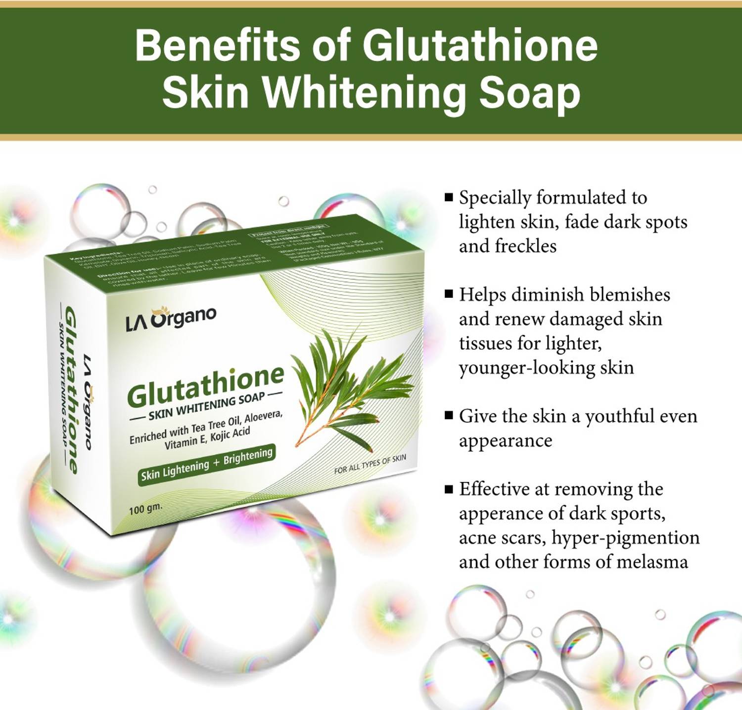 LA Organo Skin Lightening & Brightening Soap For All Skin Type-Pack of 4