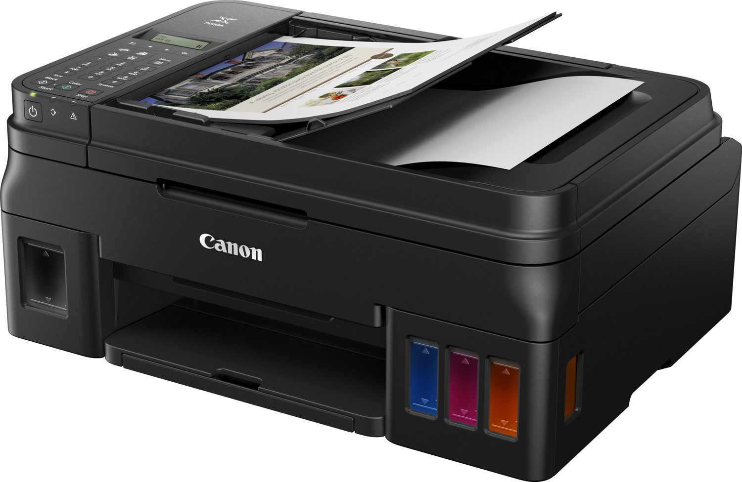 Image of Canon Pixma G4010 All in One Multi-function WiFi Color Ink Tank Printer (Color Page Cost: 0.21 Rs. | Black Page Cost: 0.08 Rs. | Borderless Printing)
