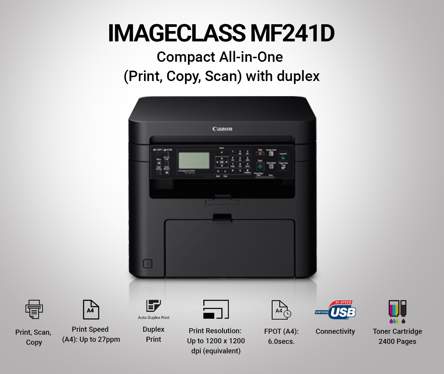 Image of Canon imageCLASS MF241d Multi-function Monochrome Laser Printer