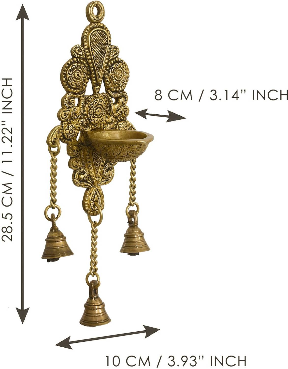 Buy eCraftIndia Lord Ganesha Brass Hanging Bells (9 cm x 3 cm x 15, Brown and Golden) Online at Low Prices in India