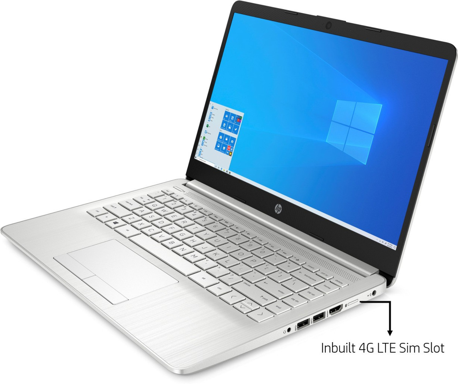 Image of HP 14s Intel Core i5 10th Gen 1035G1 - (8 GB /1 TB HDD /256 GB SSD /Windows 10 Home) 14S-ER0003TU Thin and Light Laptop with inbuilt 4G LTE