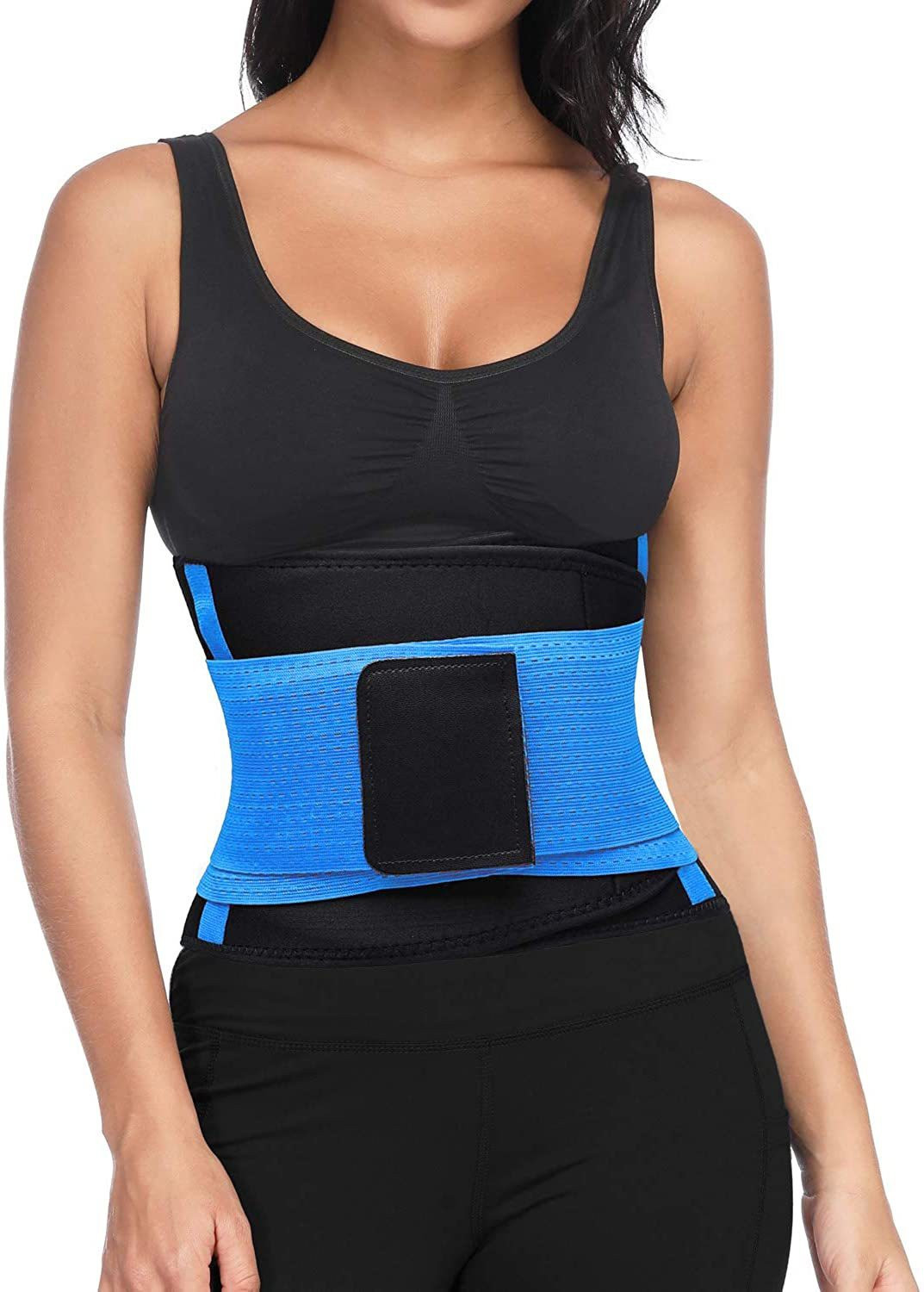 Image of LEOPAX Blue Waist Stomach Belt Shaper Fitness Belt Yoga Wrap Hot Belt Unisex Weight Loss Back Pain Gym Running Travel Tummy Workout Belt 3XL Waist Size :- (31-37 Inch) Slimming Belt