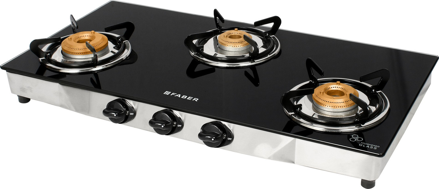 Image of FABER Jumbo 3BB SS Glass Manual Gas Stove