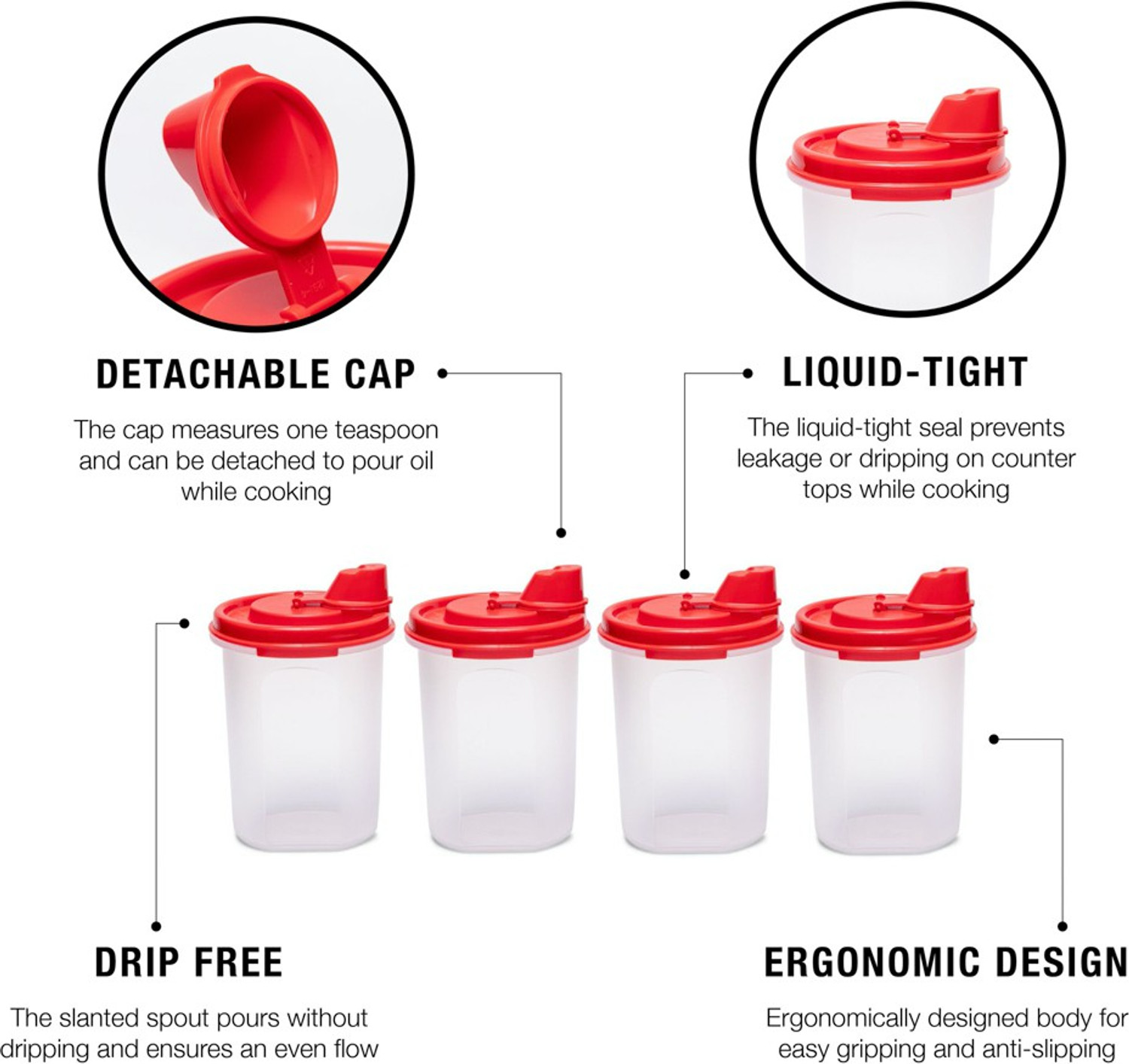 Image of TUPPERWARE 440 ml Cooking Oil Dispenser Set (Pack of 4)