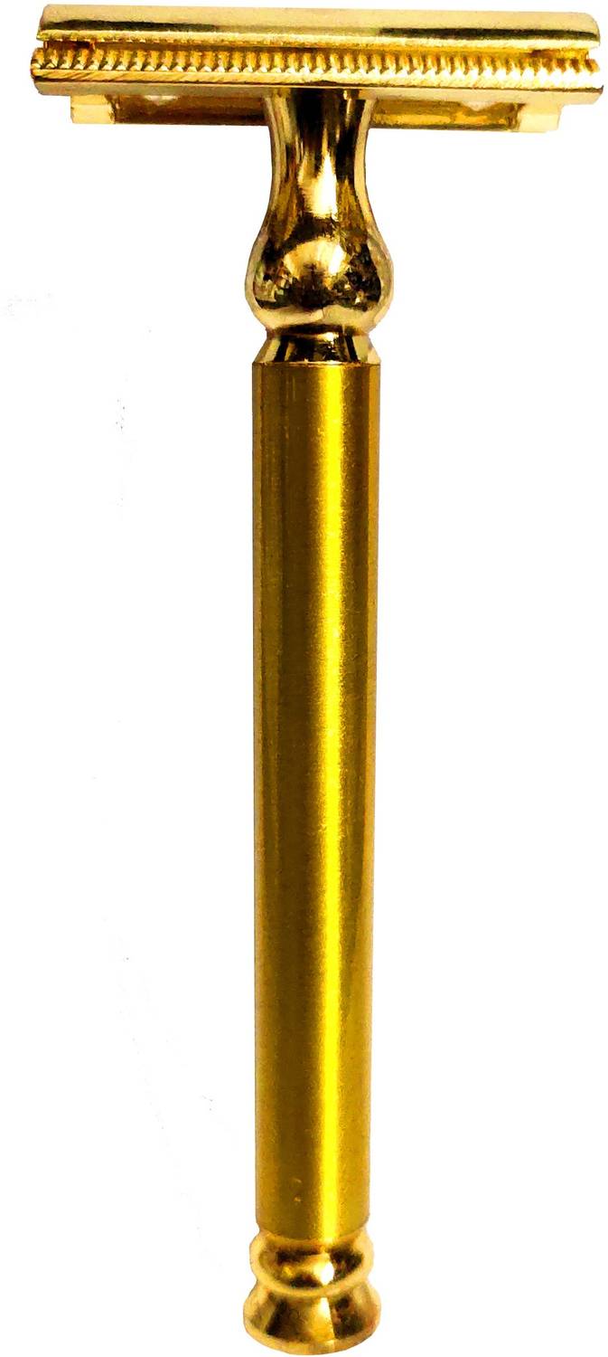 AuraSkin Golden Color New Innovation Double Edge Chrome, Unique Design, afety Men Razor Hair Remover Model No.4000 , Closed Comb, for New & Experienced Shavers Engineered to Provide a Smooth Shave, Men