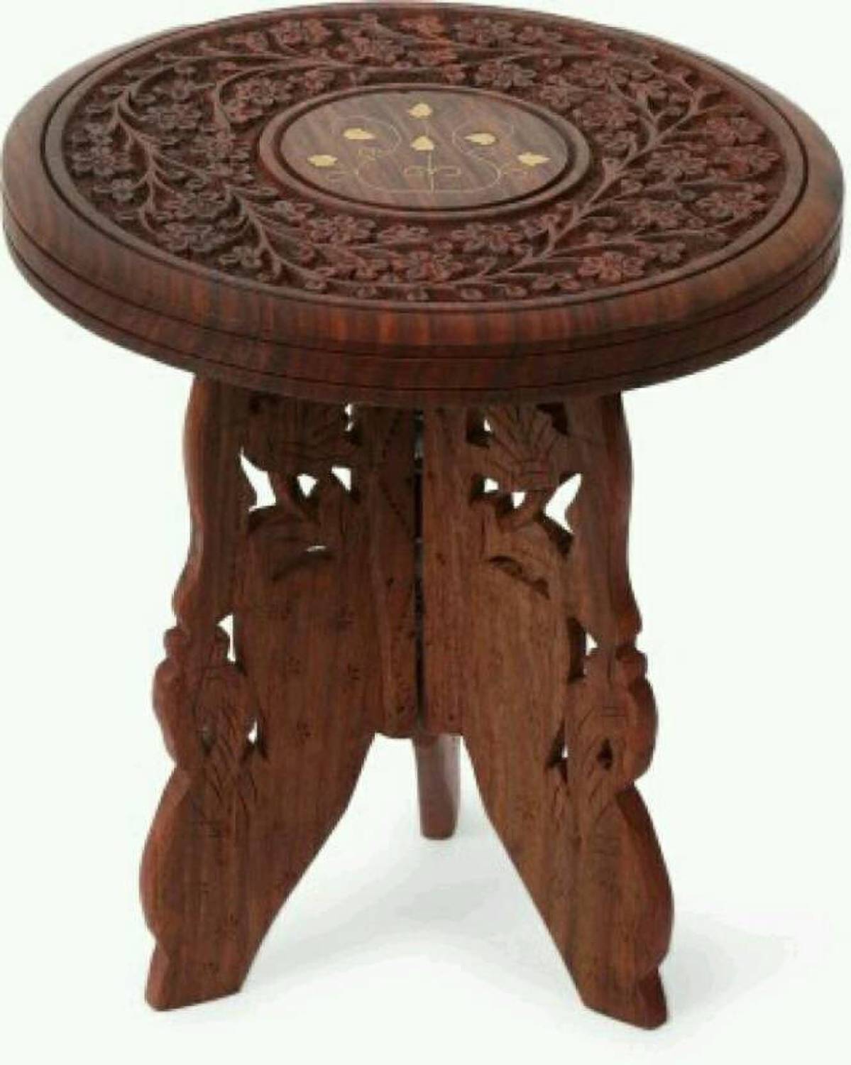 Eco Handicrafts Solid Wood Side Table (Finish Color - Brown, Pre-