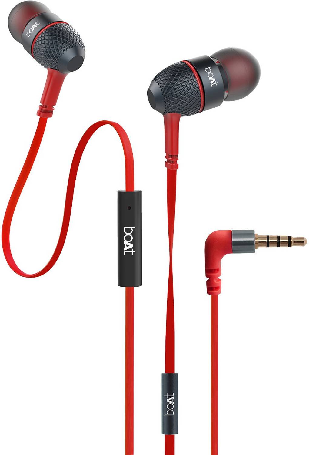 boAt Bassheads 220 Wired Earphones Wired Headset (Red, In the Ear