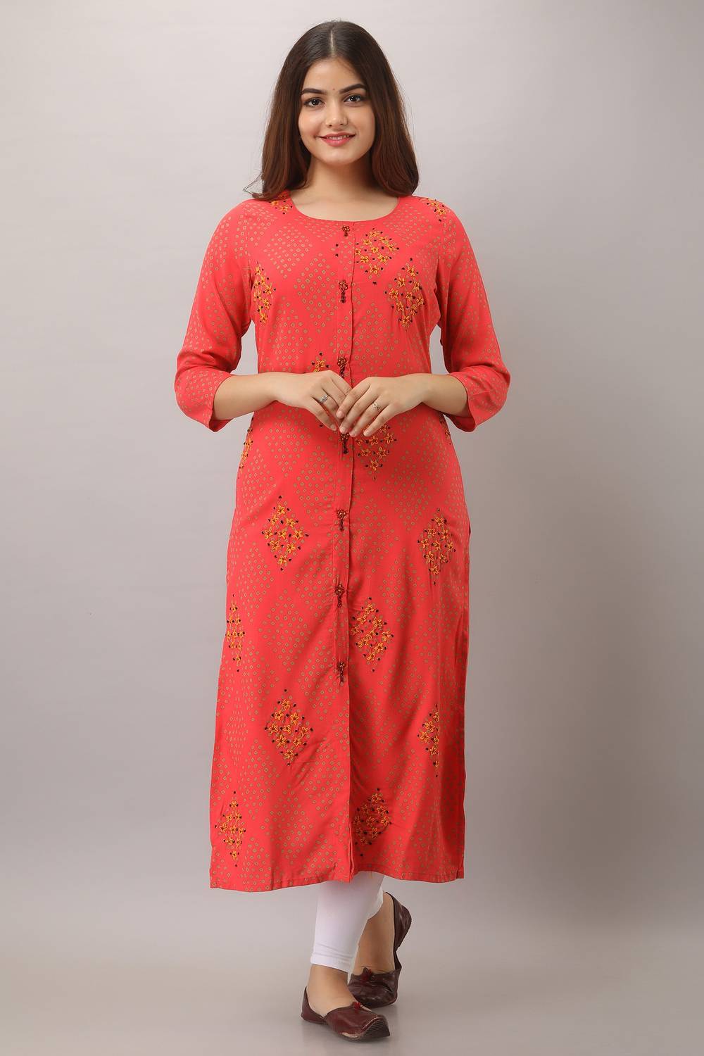 spera Women Embroidered Viscose Rayon Straight Kurta (Pink)
