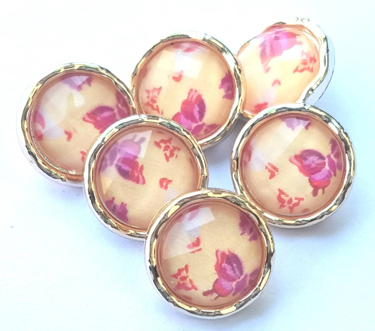 aaryason SHANK Button 1 Holes Round Flower Prints Buttons for Sewing, Craft and Embroidery (20 Pieces, 1.2CM, 12 mm) Plastic Buttons