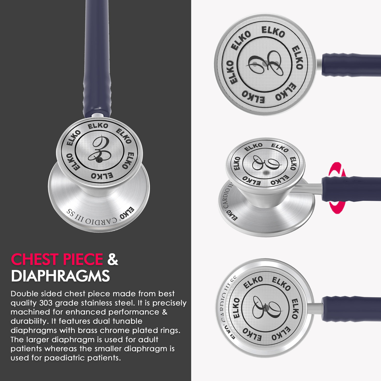 Image of ELKO EL-060 CARDIO III SS Stainless Steel Acoustic Stethoscope