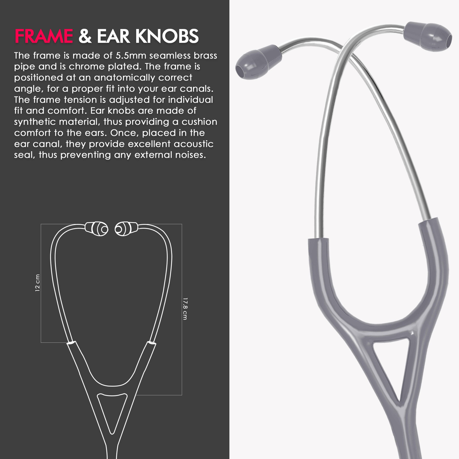 Image of ELKO EL-070 SENSOR III AL Aluminium Head Acoustic Stethoscope (Grey)