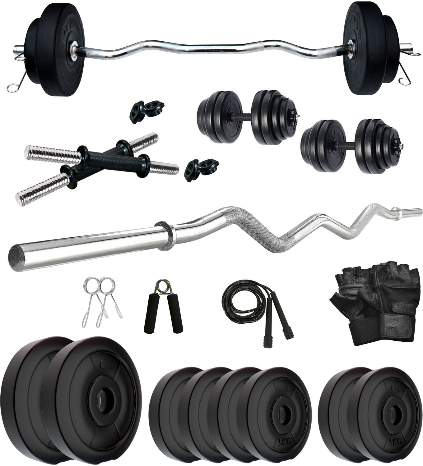 Image of KRX 50 kg PVC 50 KG COMBO 3-WB Home Gym Combo
