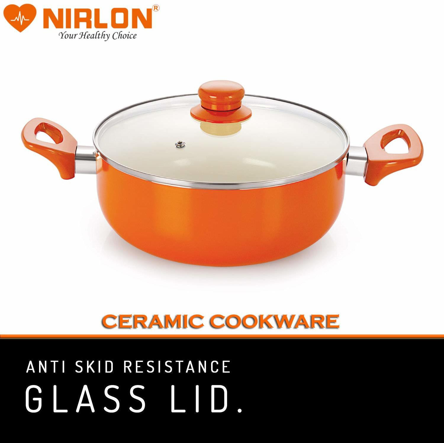Image of NIRLON Aluminium Casserole Set with Stylish Handle Induction Bottom Non-Stick Coated Cookware Set