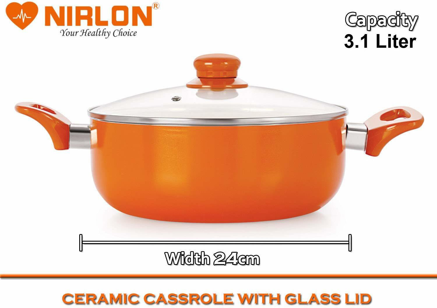 Image of NIRLON Aluminium Casserole Set with Stylish Handle Induction Bottom Non-Stick Coated Cookware Set