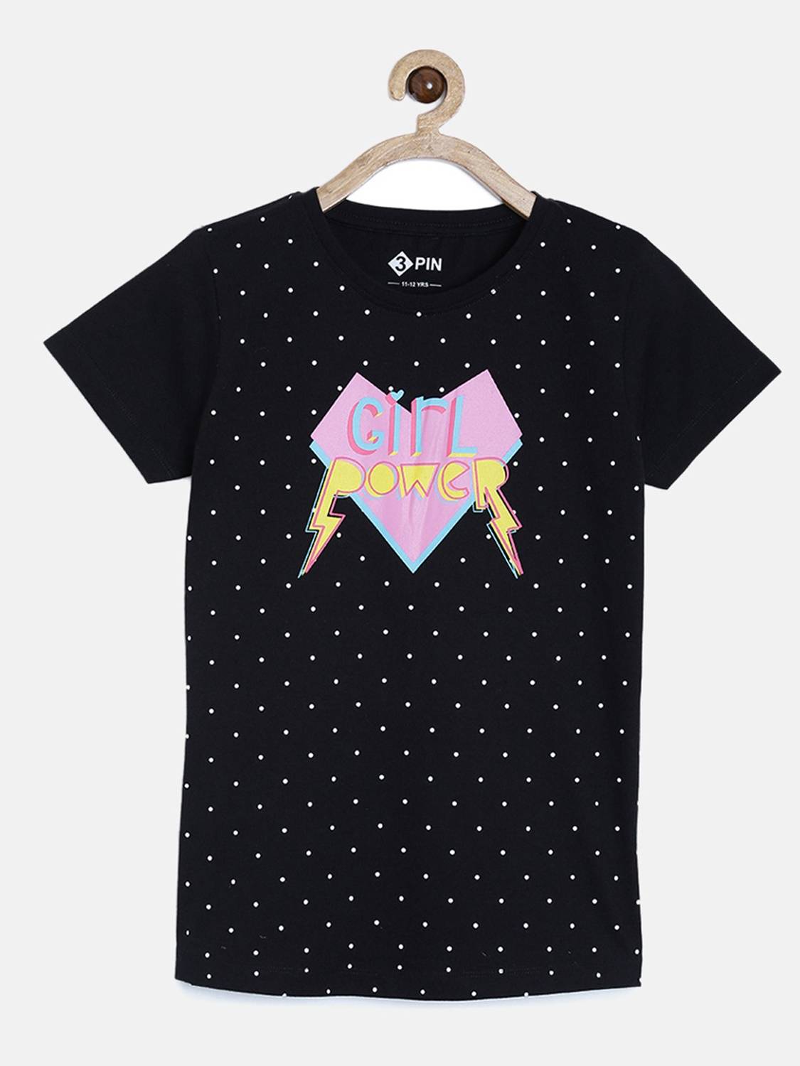 3Pin Girls Printed Pure Cotton Regular T Shirt
