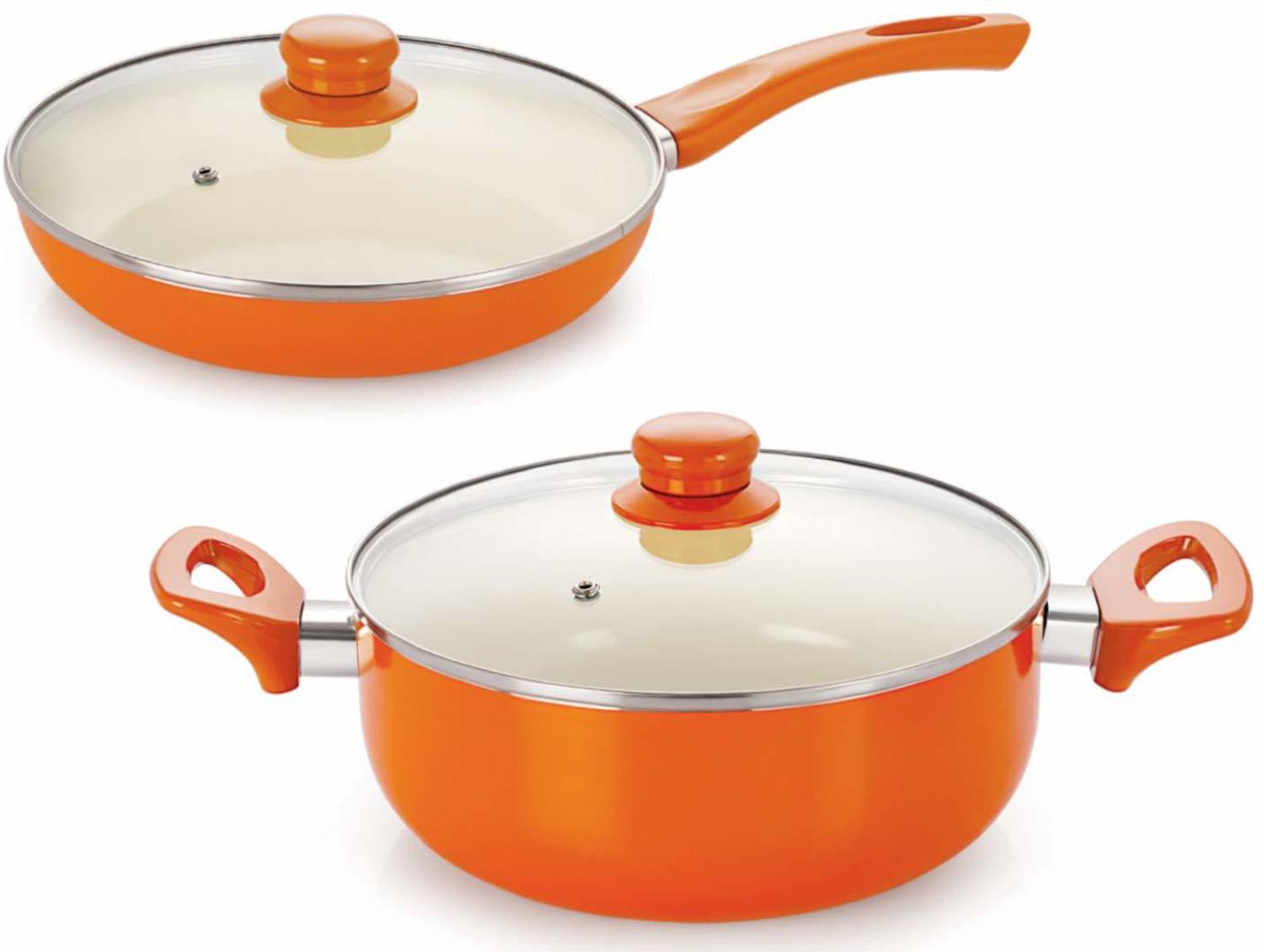 Nirlon Ceramic Induction Cookware Set, 2-Pieces, Orange