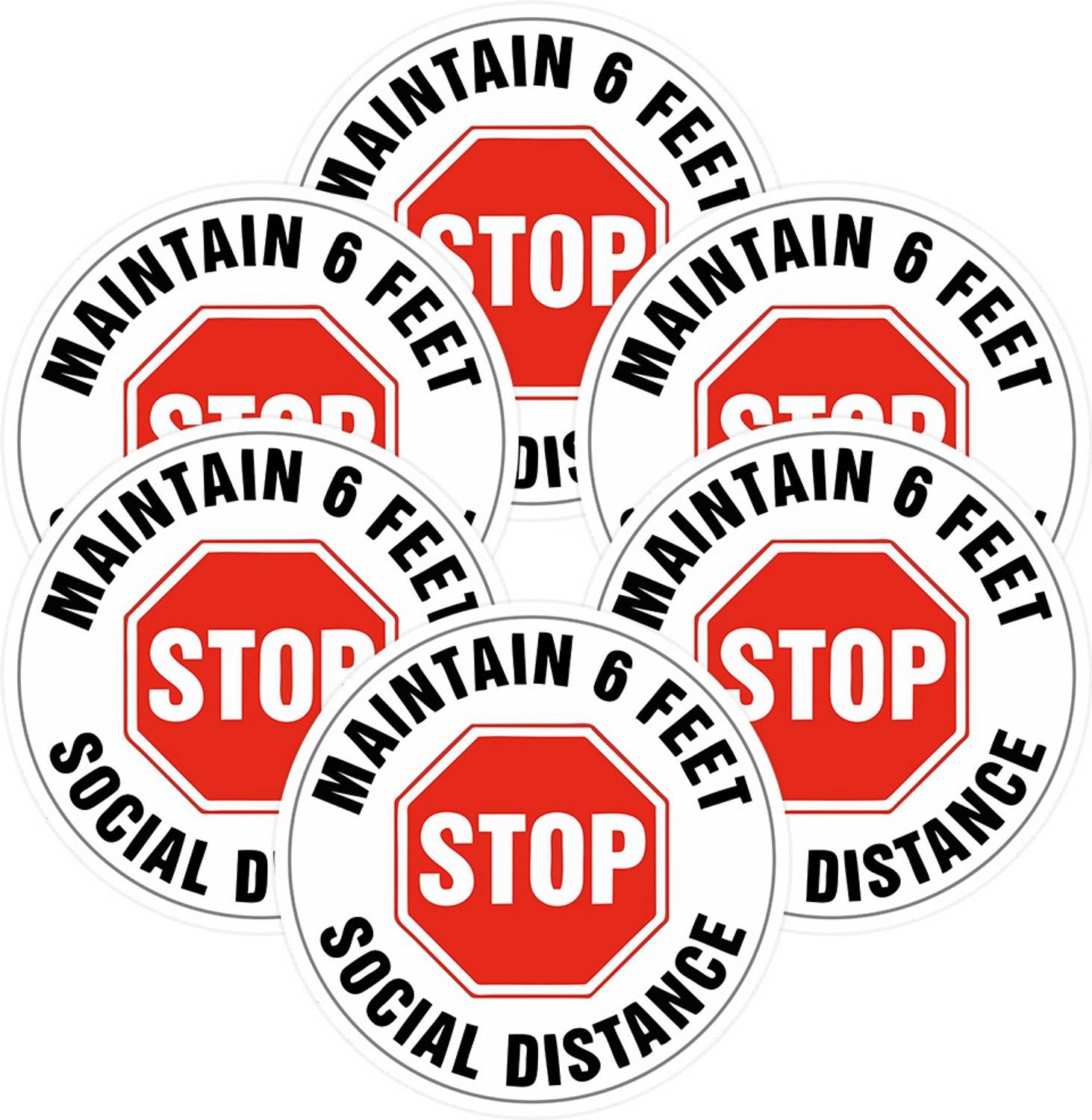 Anweshas Pack of 6 Stop Maintain 6 Feet Social Distance Floor Sticker Emergency Sign