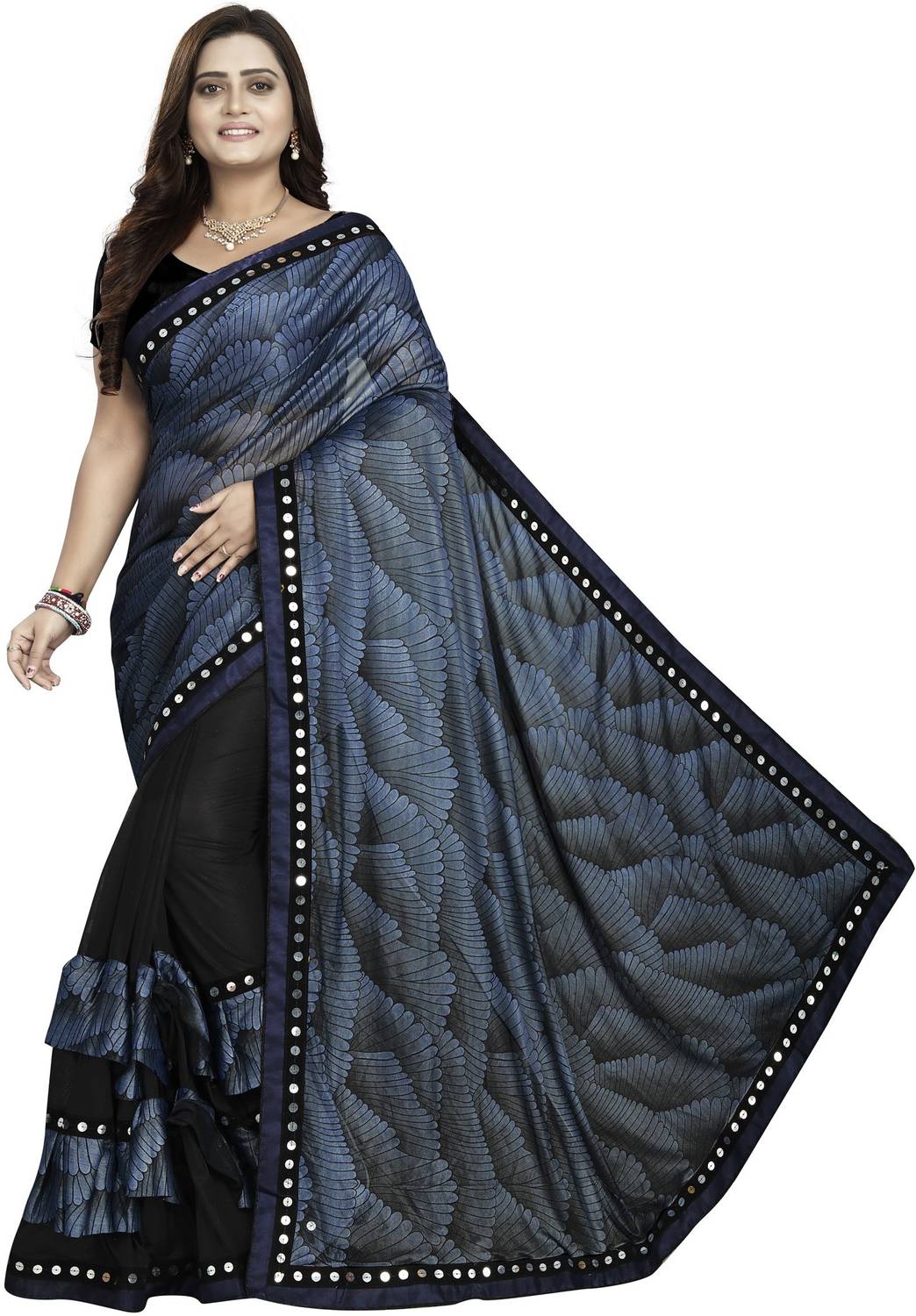 3Buddy Fashion Printed, Embellished Bollywood Lycra Blend Saree