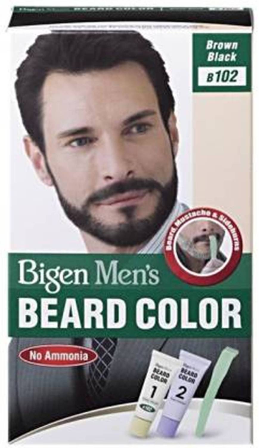 Bigen Men's Beard Color B102 Brown Black Hair Color , Black