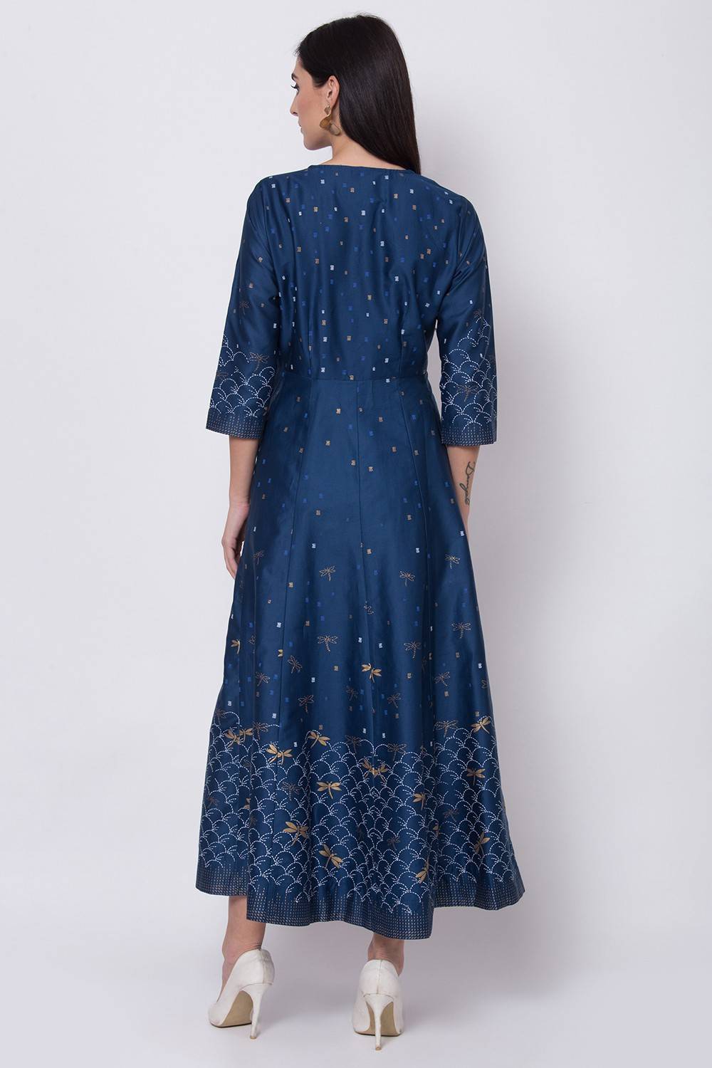 BIBA Women Fit and Flare Blue Maxi/Full Length Dress - Buy BIBA Women Fit  and Flare Blue Maxi/Full Length Dress Online at Best Prices in India |  Flipkart.com