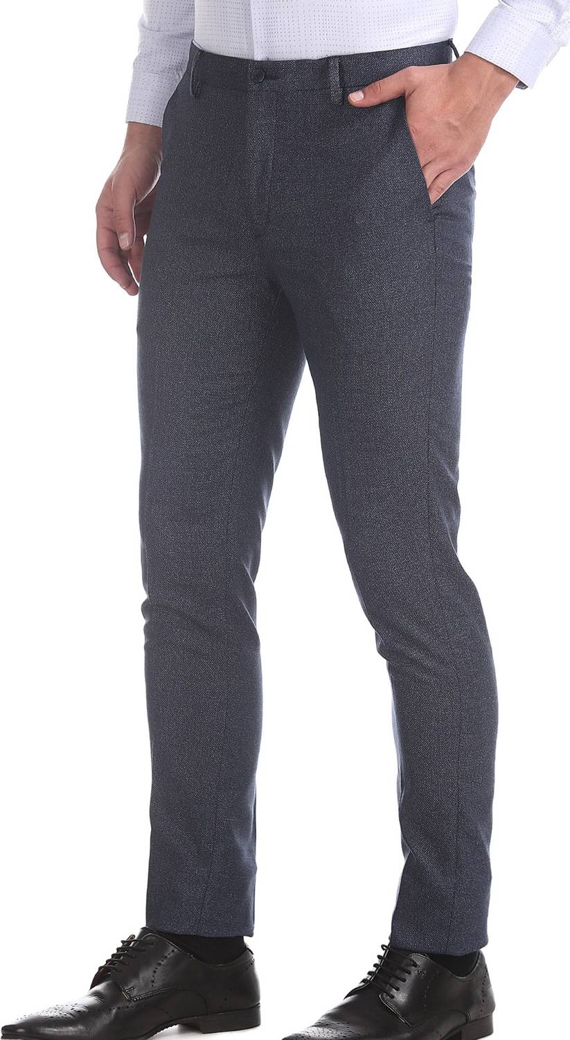 Arrow Newyork Slim Fit Men Blue Trousers