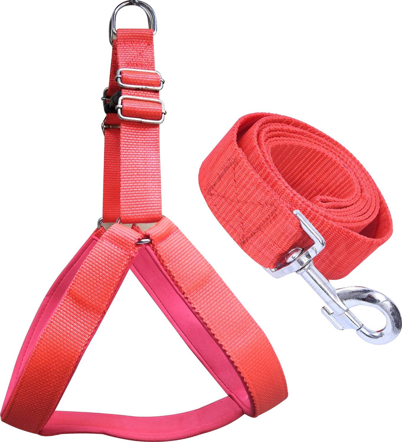 ADIOS Good Quality Red Nylon Padded 1.5 inch Dog Body Cross Harness Specially for Big & Heavy Dogs 1.5m Lengthy Dog Harness & Leash