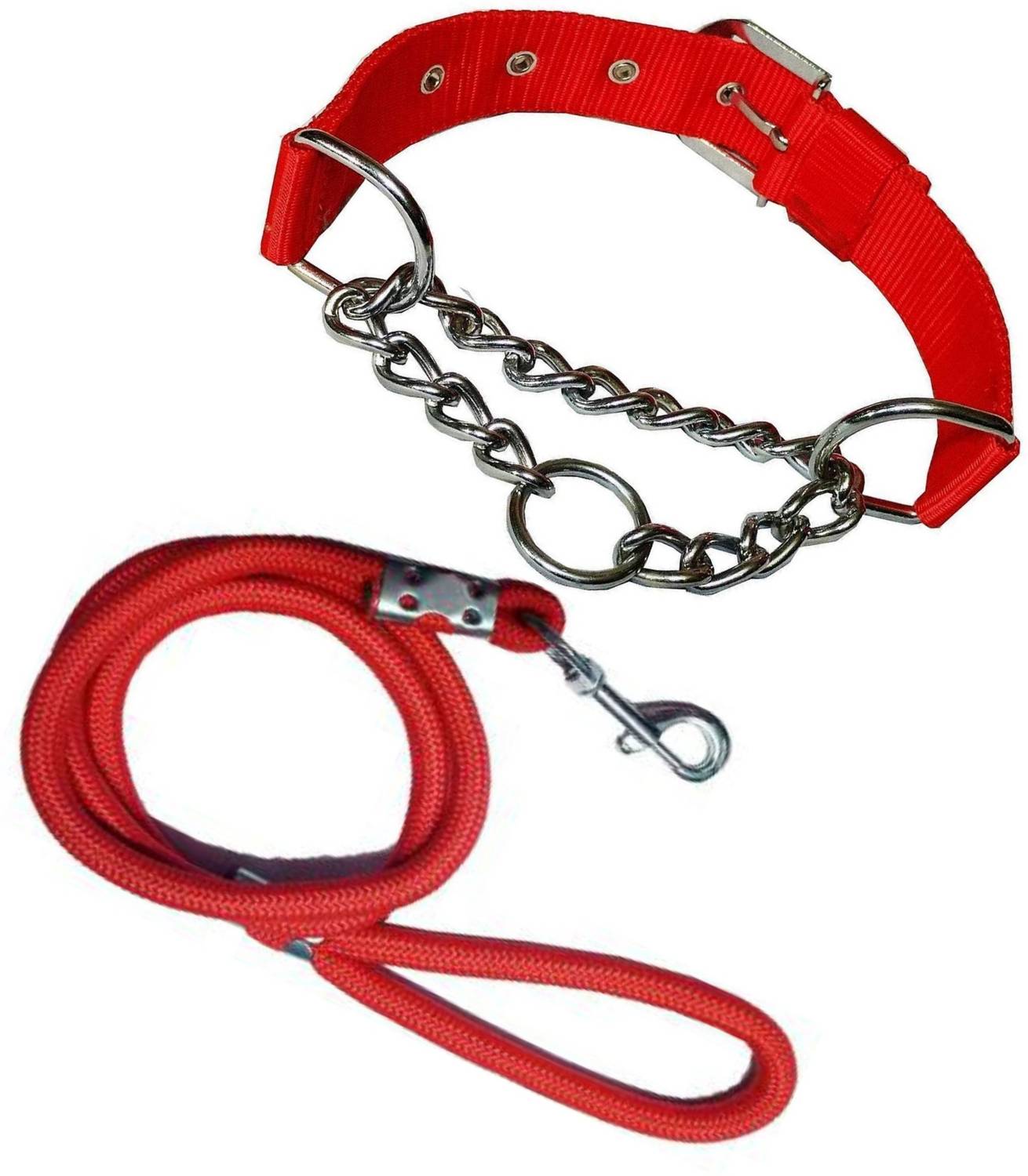 ADIOS Good Quality Nylon Red Dog Choke Collar with Red Lead 1.5m Lengthy Dog Collar & Leash