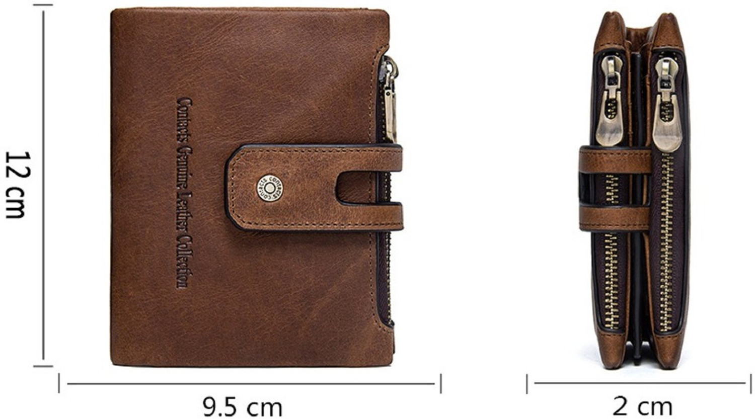 Image of CONTACTS Men Casual, Travel, Formal Brown Genuine Leather Wallet
