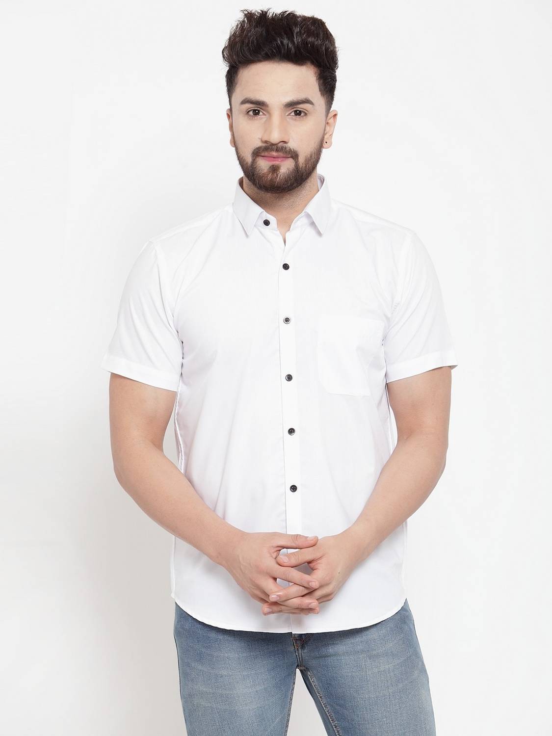 JAINISH Men Solid Casual White Shirt