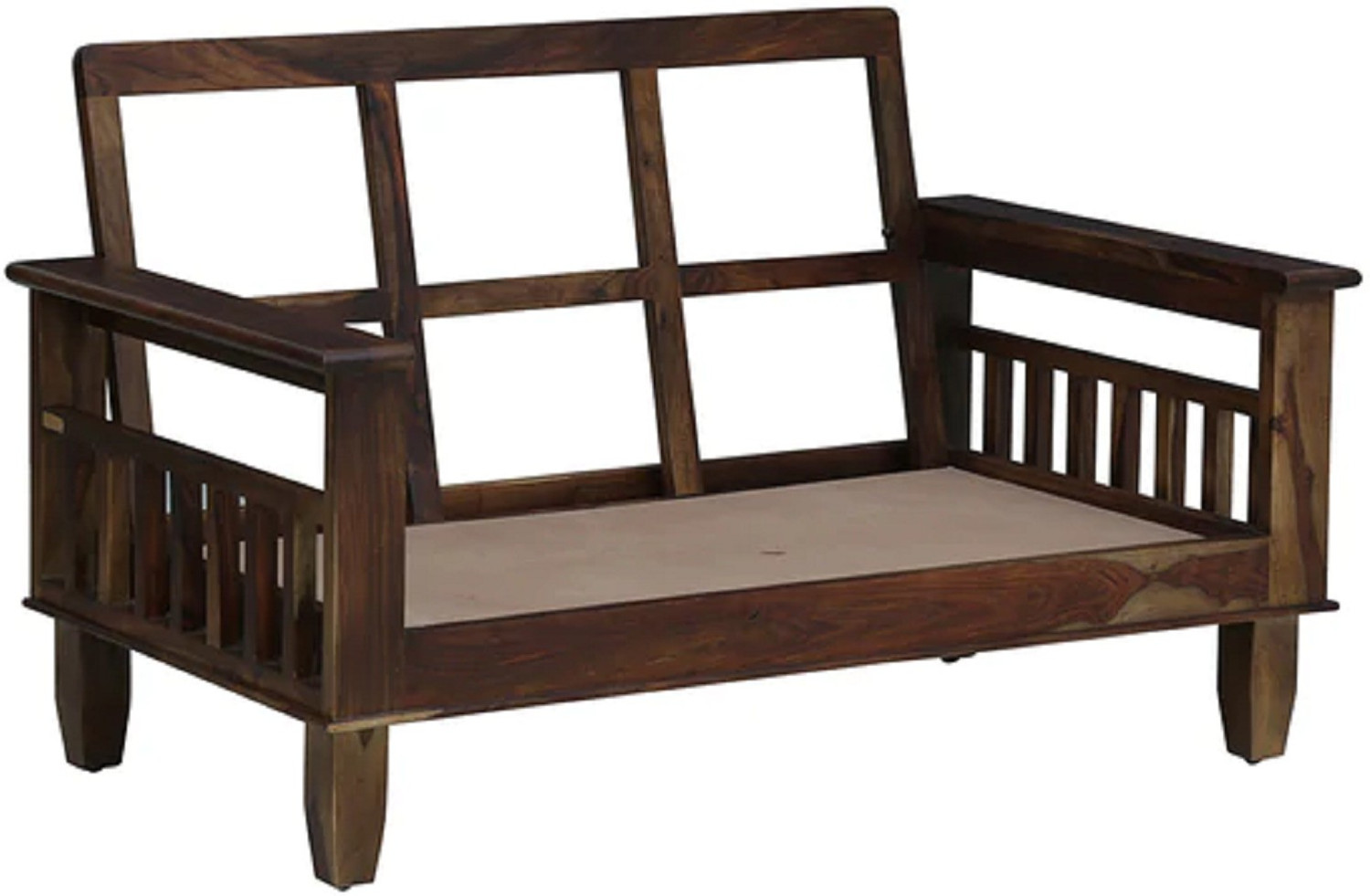 Image of Kendalwood Furniture Solid Wood 2 Seater Wooden Sofa set for living Room Furniture Fabric 2 Seater Sofa