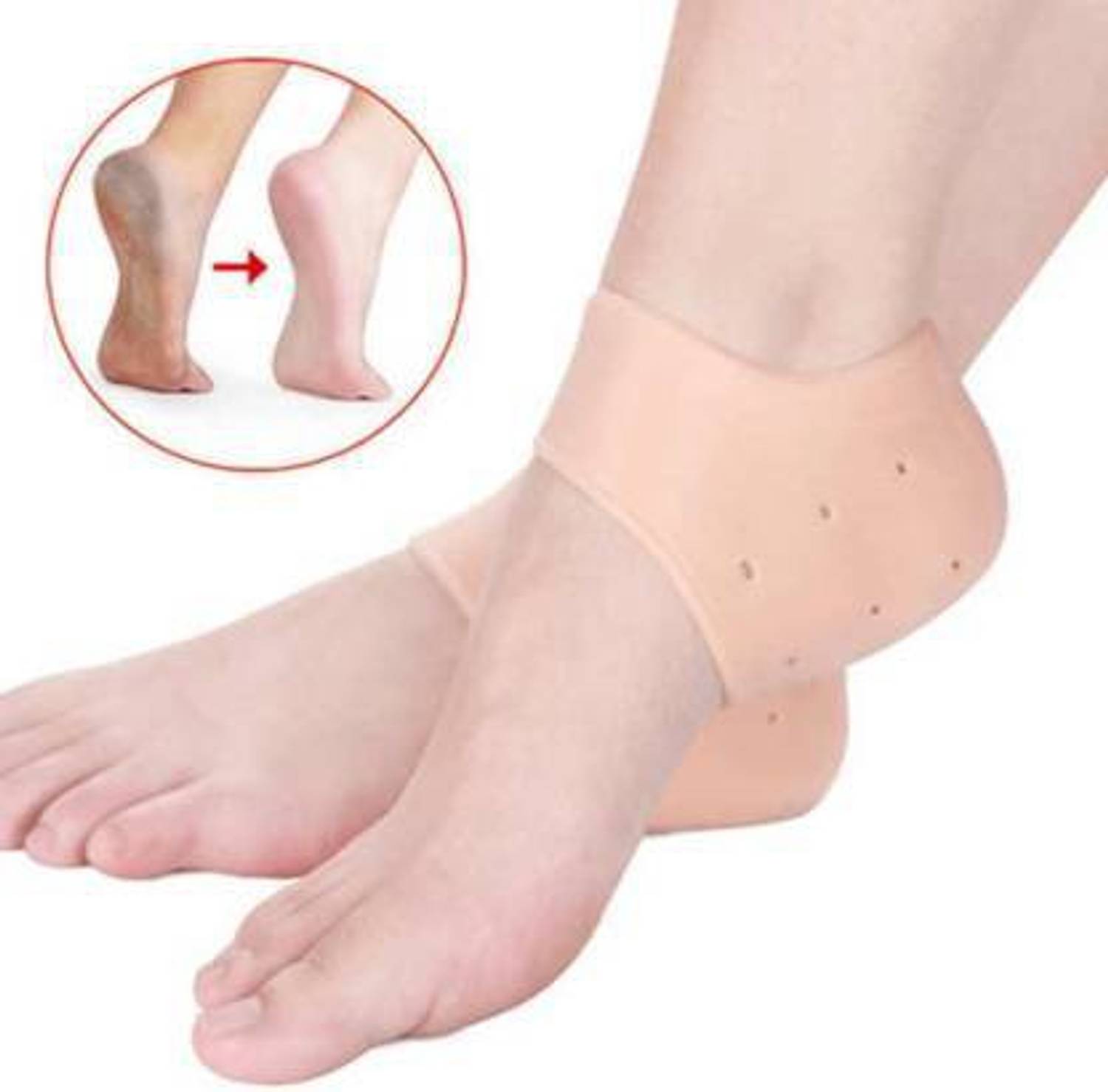 CareHut Silicone Anti Crack Heel Socks Heel Support [pack of 1 pair] Heel Support