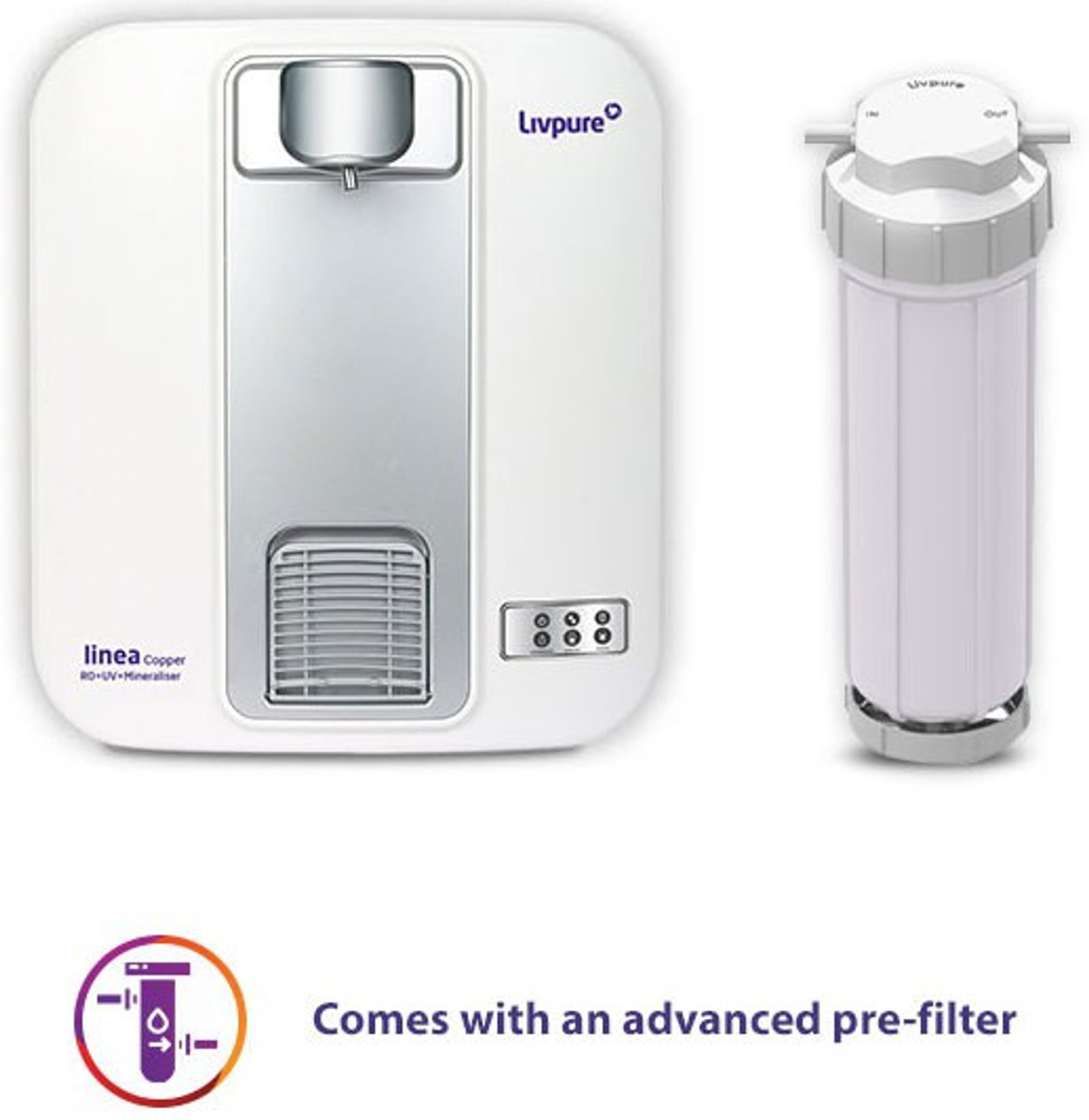 Image of LIVPURE LIV LINEA COPPER 5 L RO + UV + UF Water Purifier
