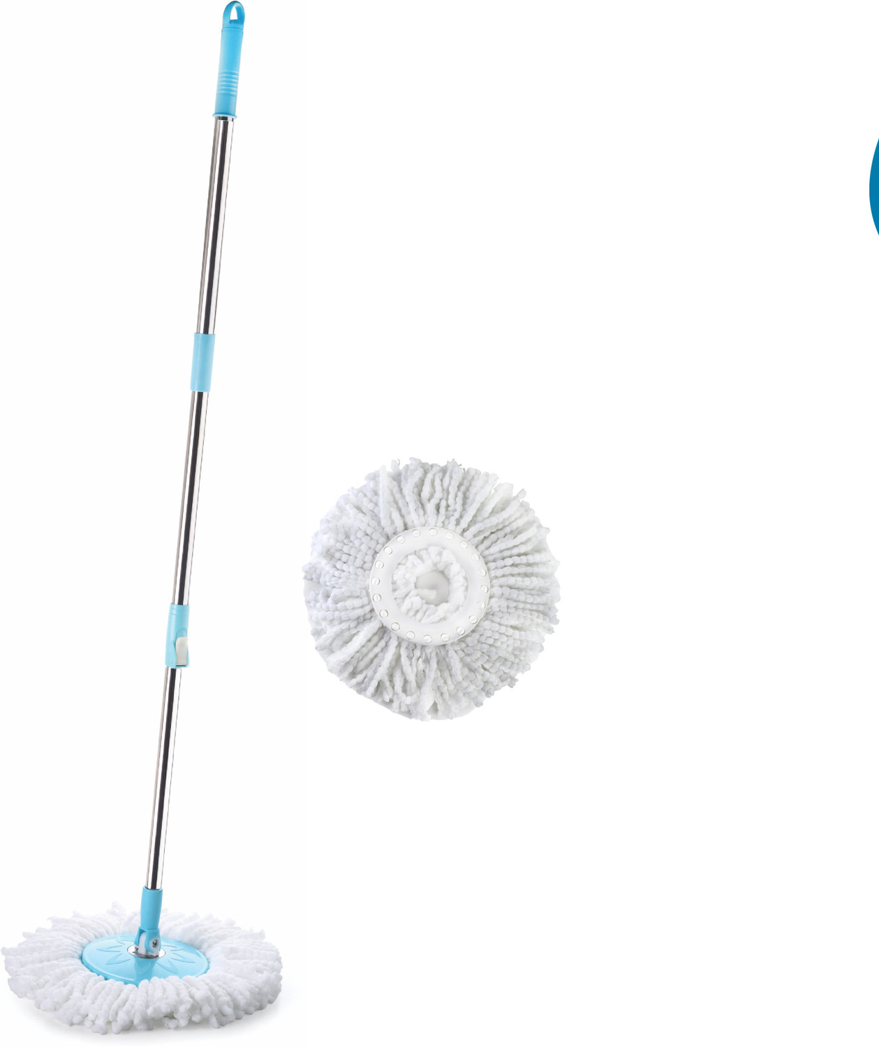 Image of Flipkart SmartBuy Mop Stick Blue Mop Head and Rod