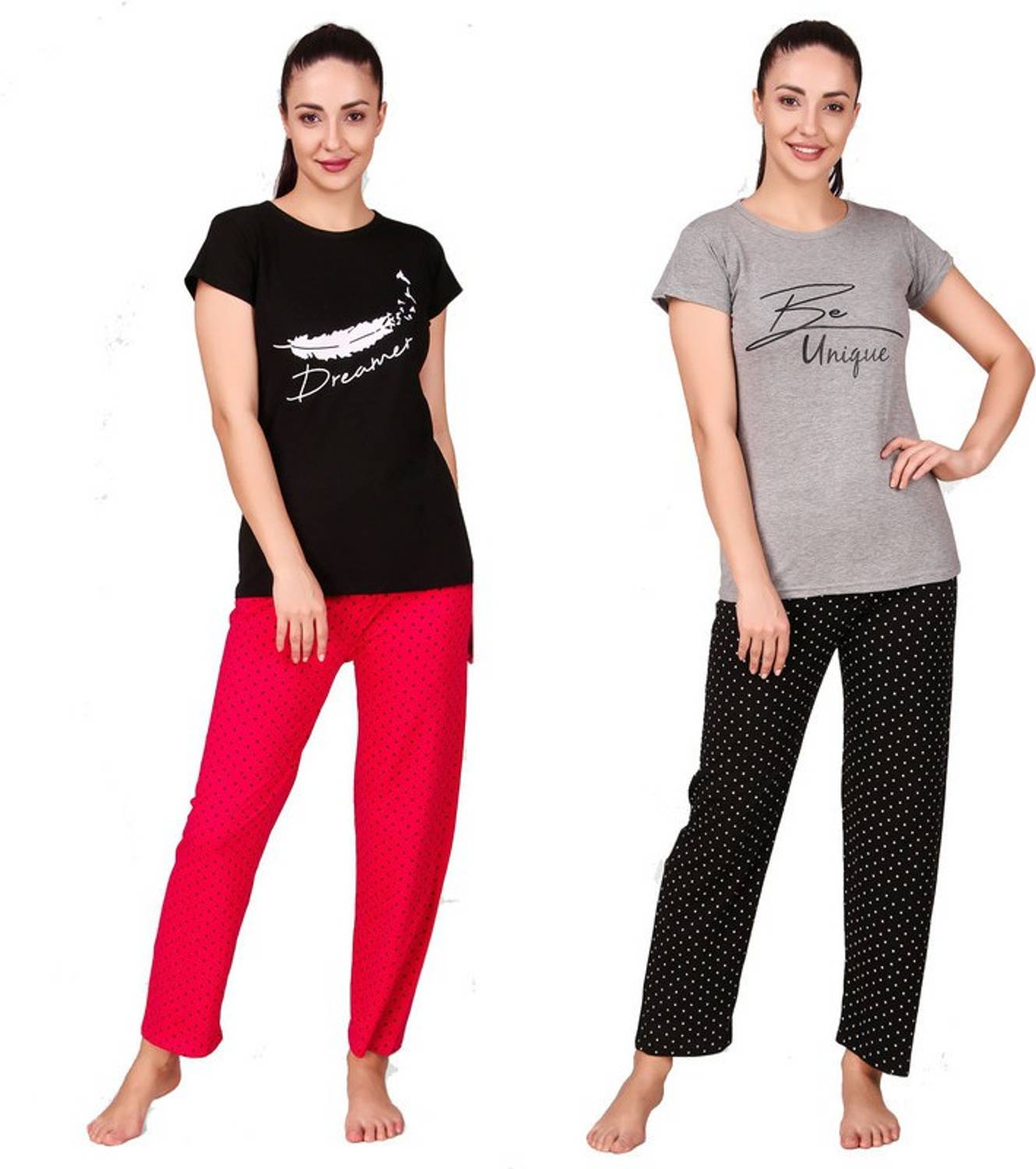 ANIXA Women Printed Multicolor Top & Pyjama Set
