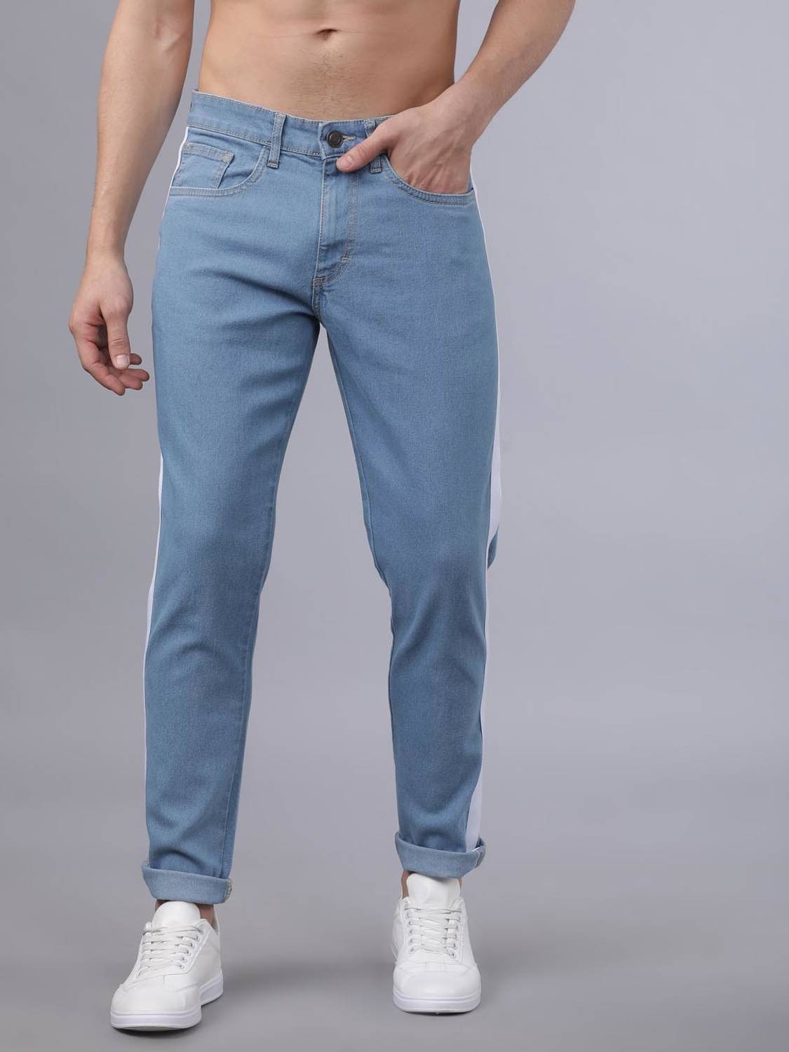 HIGHLANDER Men Tapered Fit Mid Rise Light Blue Jeans