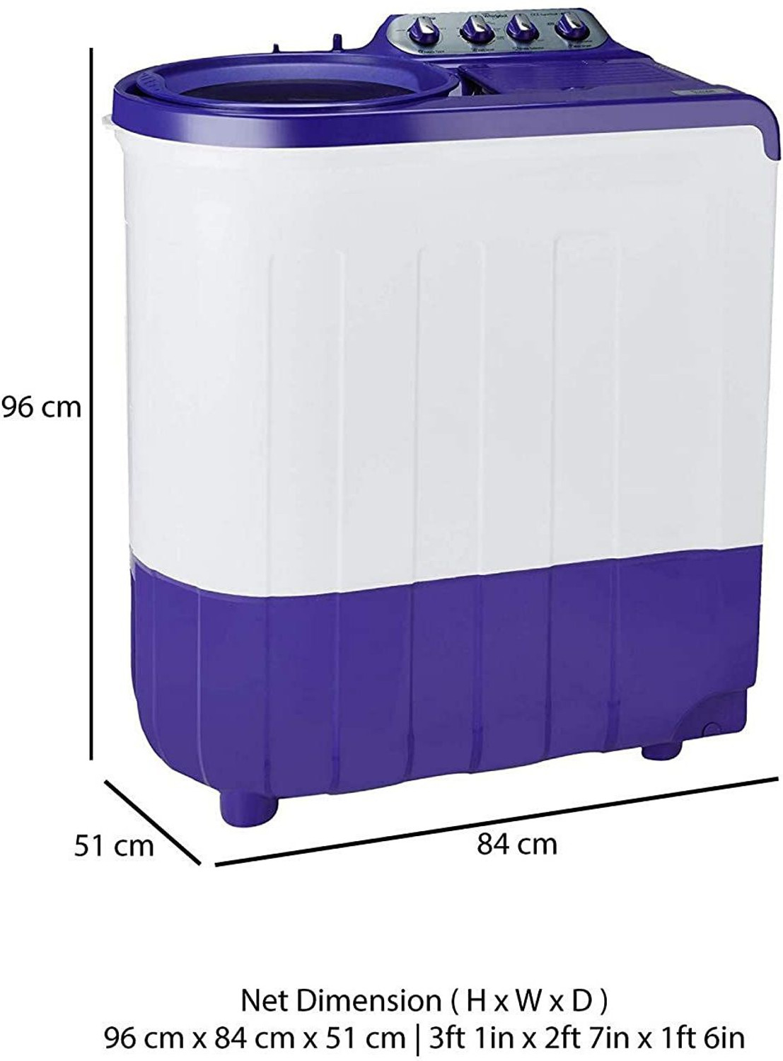 Image of Whirlpool 8 kg Semi Automatic Top Load Washing Machine Purple