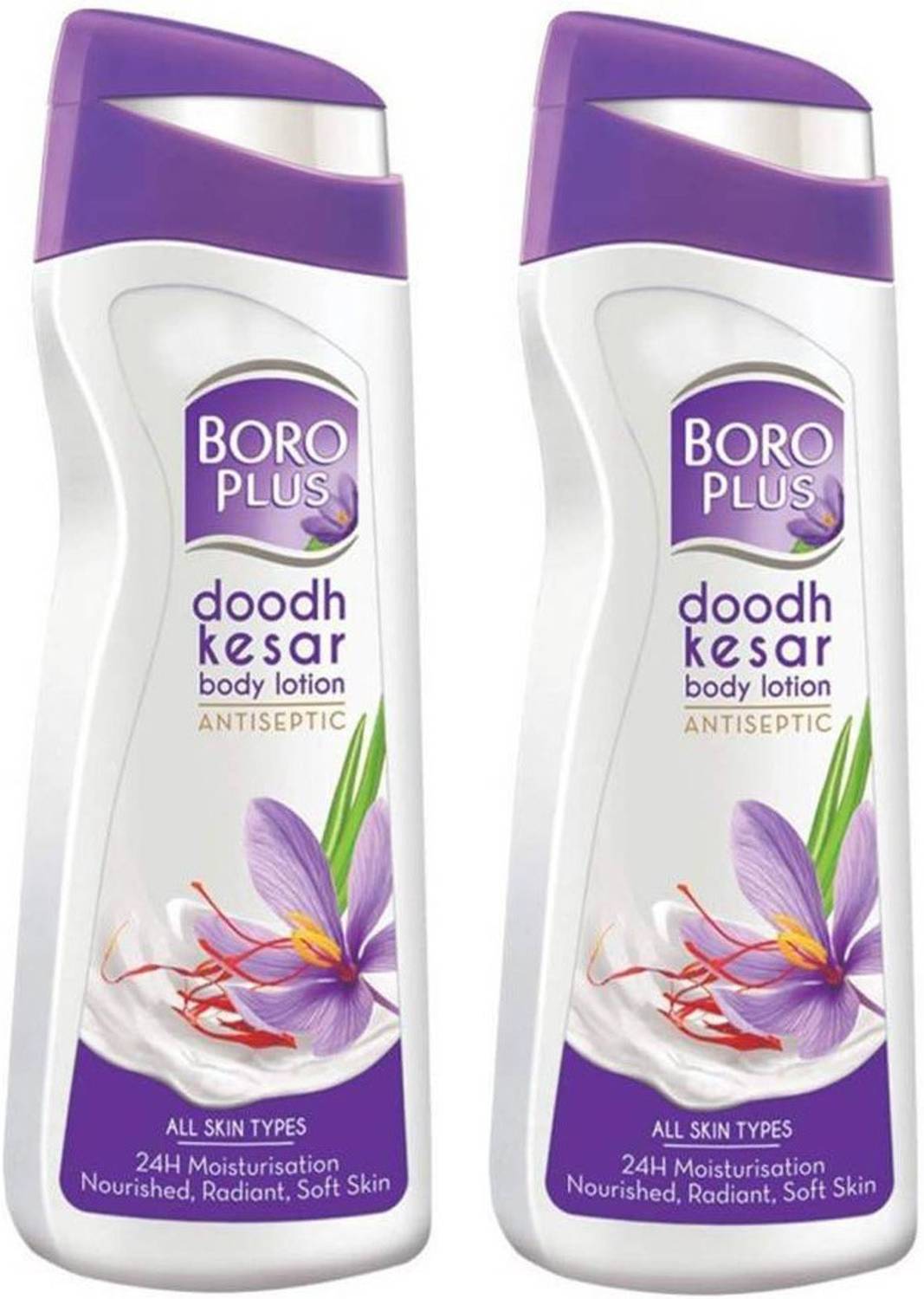 BOROPLUS Body Lotion DOODH KESAR 24 hrs. Moisturizing Lotion, Antiseptic For Soft Skin 300ml x 2