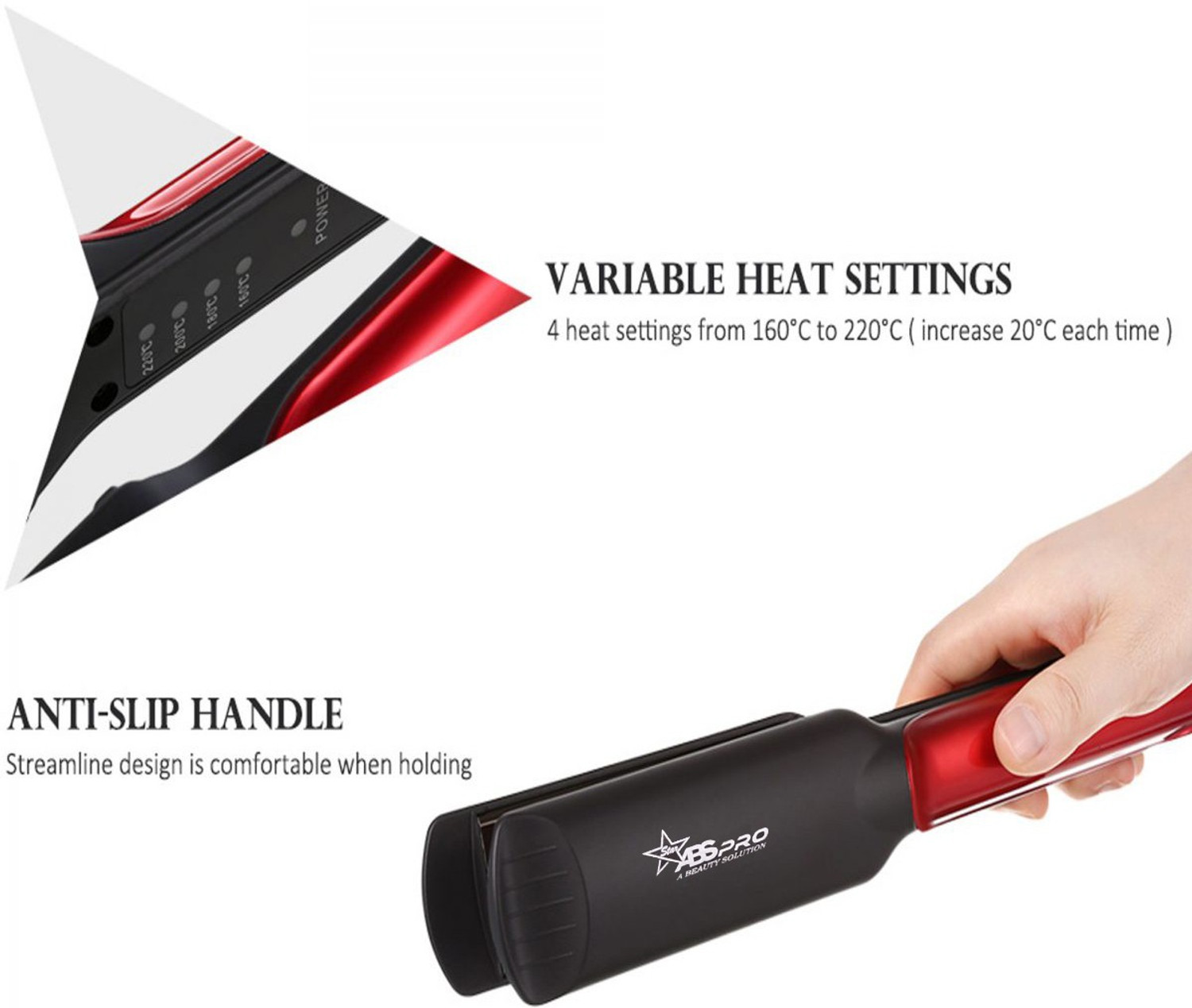 Image of Abs Pro Professional Feel Hair Crimper With 4 X Protection Coating Electric Hair Styler Hair Styler