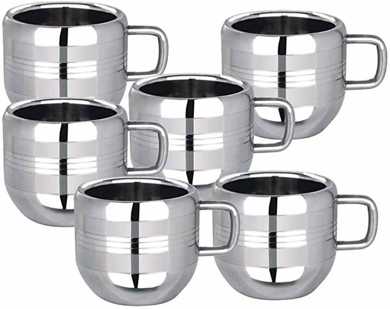 AKG Pack of 6 Stainless Steel Tea & Coffee Cup