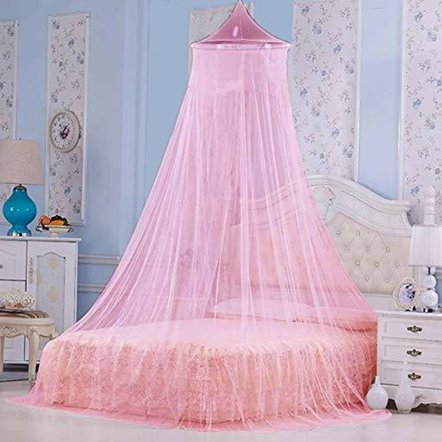 ZENTY BAZAAR Double Bed [Round] Mosquito Net 1///17 Polyester Washable Adults Mosquito Net