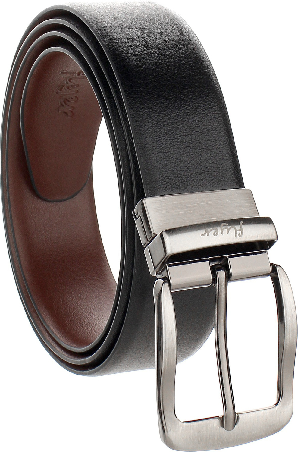 Image of FLYER Men Formal Black, Brown Genuine Leather Reversible Belt