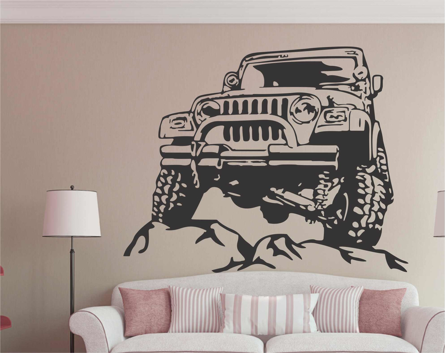 Image of Heaven Decors 74 cm Mountain jeep black wall sticker size(74*59)cm Removable Sticker