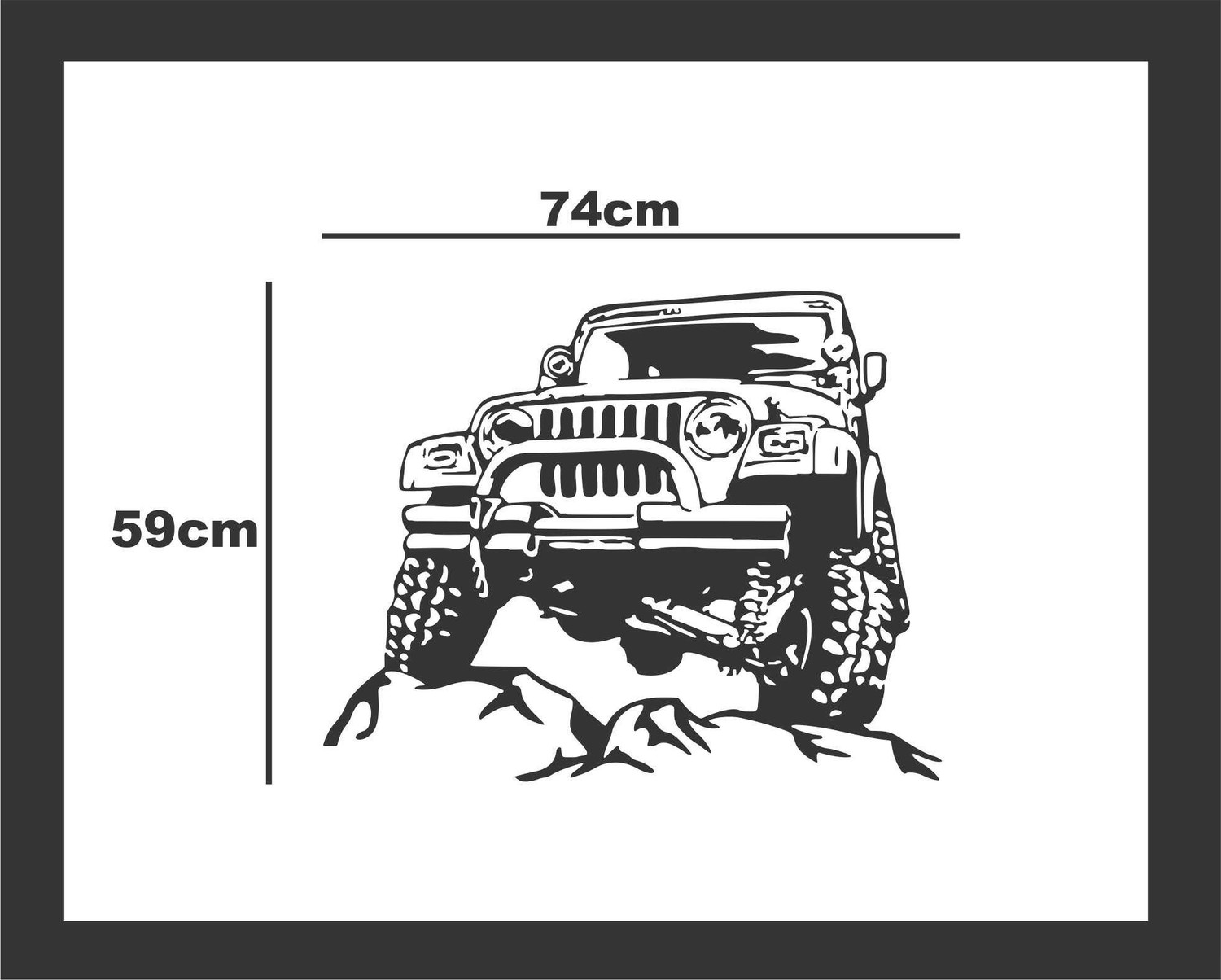 Image of Heaven Decors 74 cm Mountain jeep black wall sticker size(74*59)cm Removable Sticker