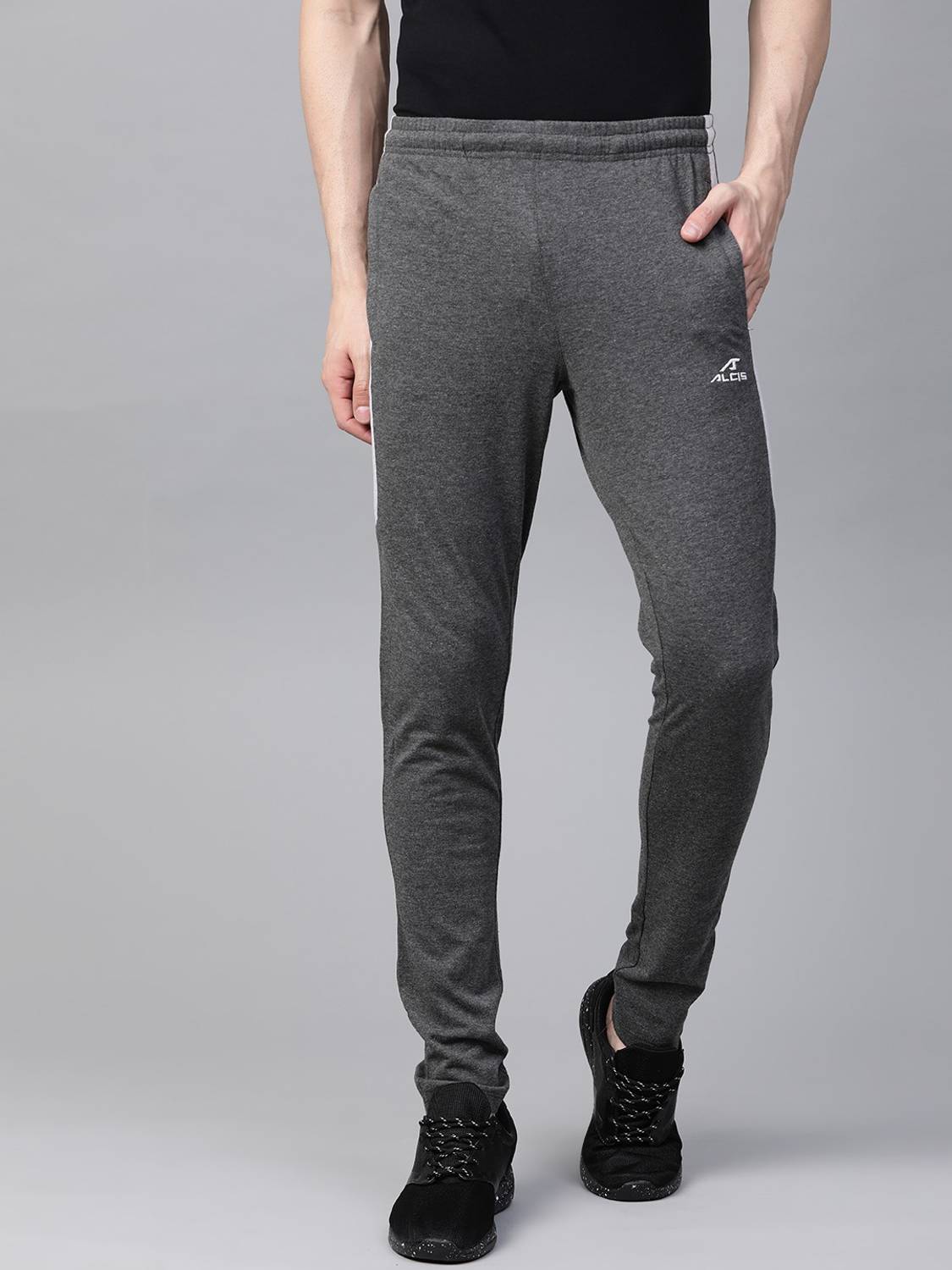 ALCIS Solid Men Black Track Pants