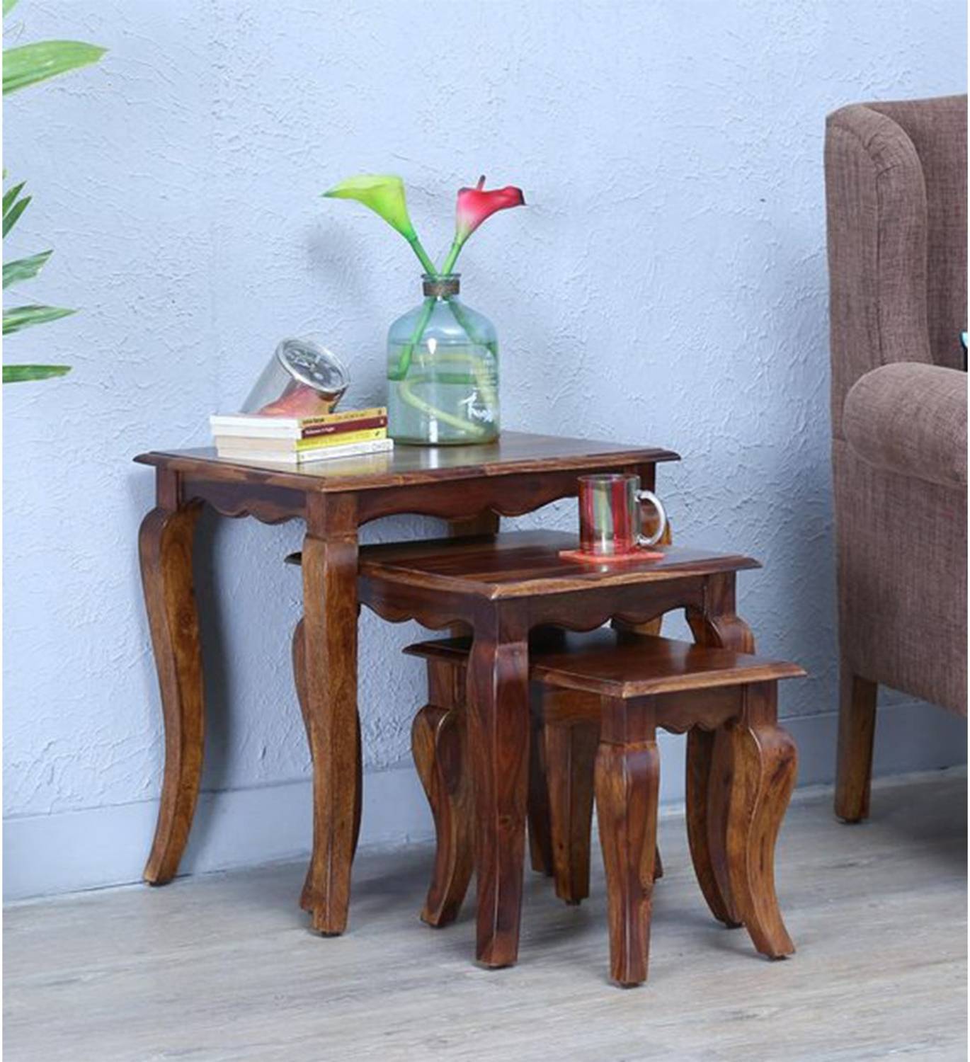 DriftingWood Solid Wood Nesting Table (Finish Color - Honey, Set