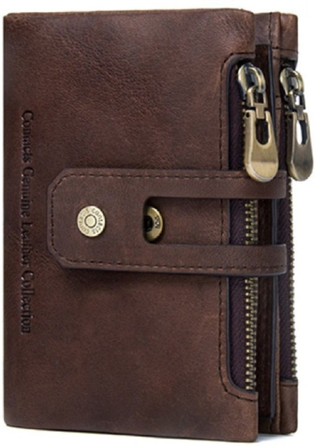 Image of CONTACTS Men Casual, Travel, Formal Brown Genuine Leather Wallet