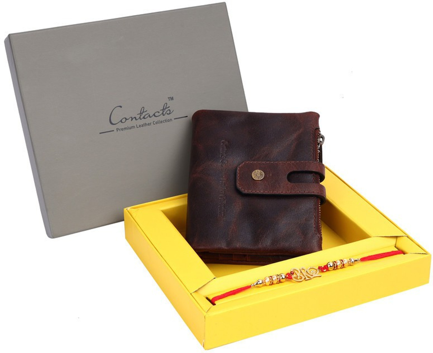Image of CONTACTS Men Casual, Travel, Formal Brown Genuine Leather Wallet